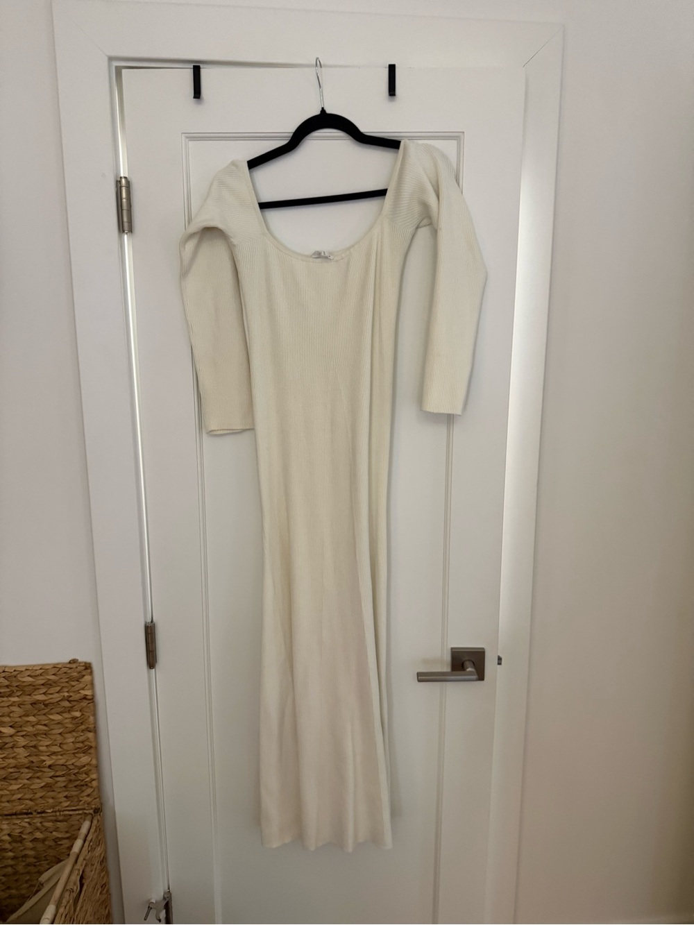 Reformation Cream Long off the shoulders Knit Dress